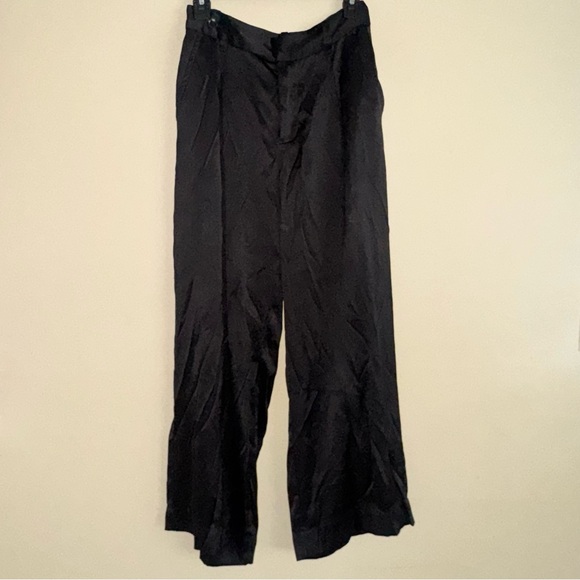 Madewell Petite Black The Harlow Wide Leg Pant in Satin Size 0P - Picture 4 of 13